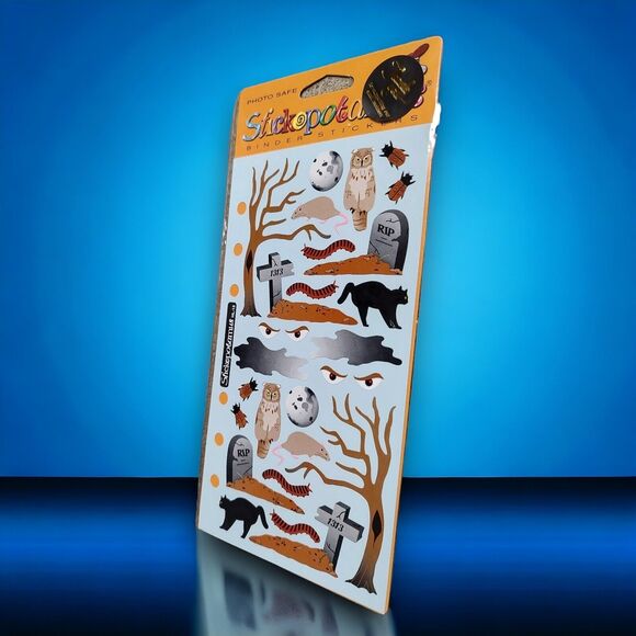 Sealed Vintage Stickopotamus Halloween Stickers Witches Brew & Spooky Owl Night - Picture 5 of 6